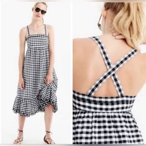 J.Crew Black Gingham Eyelet Midi